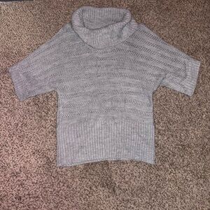 Y2K vintage sparkly grey short sleeve sweater with a cowl neck